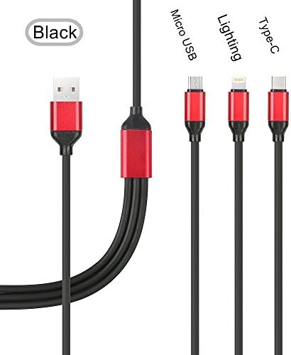 High-Elastic 3 in 1 USB Multi-Charging Cable(Lighting/Type-C/Micro USB) for Android Smartphones and IOS devices