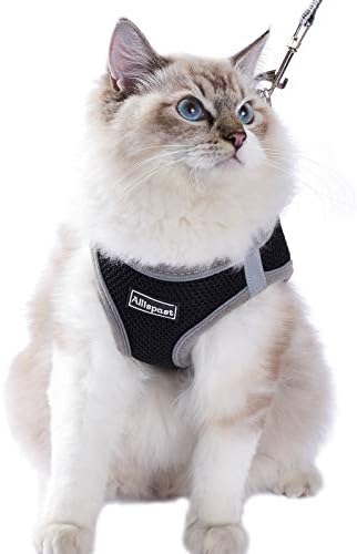 Allispast Step-in Air Small Cat Harness and Leash for Walking Escape Proof, Black
