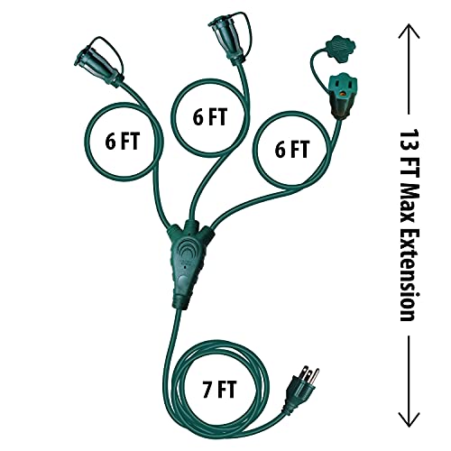 3 Direction Extension Cord 1 to 3 Splitter Multi Outlet Weatherproof