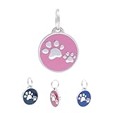 PetTouchID Smart Pet ID Tag, QR Code, NFC, Scan GPS Location (Paws) (Pink)