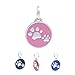 PetTouchID Smart Pet ID Tag, QR Code, NFC, Scan GPS Location (Paws) (Pink)