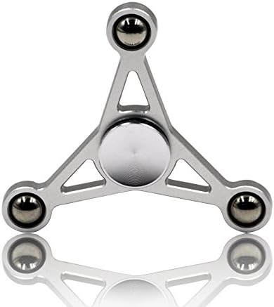 PPTOY Fidget Spinner Toy Finger Hand Cube 360 Degree Rotation Perfect For Quitting Smoking, ADD, ADHD, Anxiety, and Autism for Adults and Children (Black) (Silver)