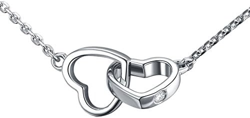 Sterling Silver Heart to Heart Love Pendant Necklace for Girls