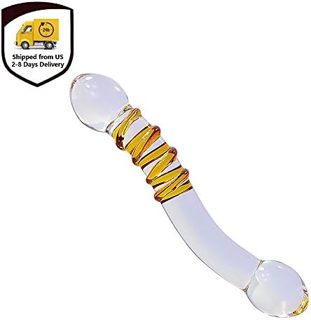 Crystal Glass Toys for Women Men Massage Stick Personal Magic Wand Massager for Female Male with Double Huge Head and Vivid Spirals, Perfect Gift for Valentines Day (Shipped From US)