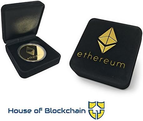 Gold Ethereum Coin w/Showcase Box: Limited Edition Collector Set | Physical Gold Coin with Crypto Coin Display Case | Cryptocurrency Coin With Realistic Details | Great Desk Home Gift Idea HODL Fans