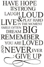 Have Hope Be Strong Laugh Loud &amp; Play Hard Quote and Sayings Wall Decal Lettering Vinyl Wall Sticker for Home Decor