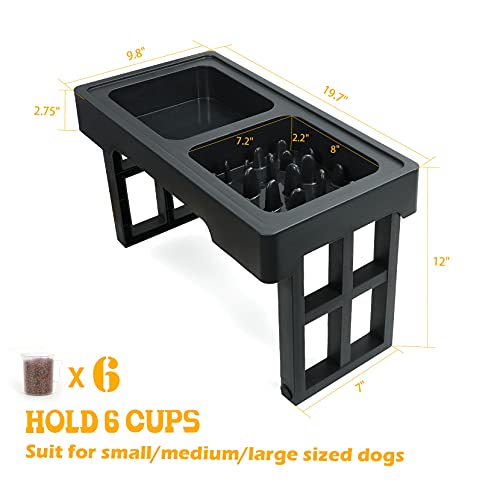 KASBAH Adjustable Elevated Dog Bowls, Raised Dog Bowl with Slow Feeder Bowl Dog Food Bowl Stand Adjust to 3 Heights, 2.75\