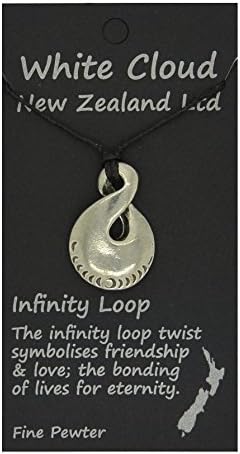 Handmade New Zealand Maata Infinity Loop Pewter Pendant on Waxed Cord