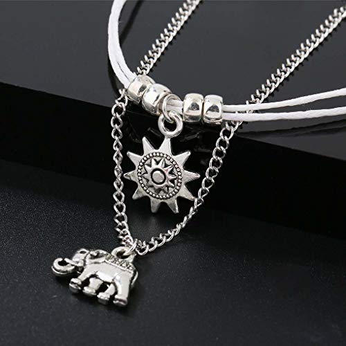 Yalice Boho Elephant Anklets Silver Sunflower Ankle Bracelet Beach Foot Chain for Women and Girls