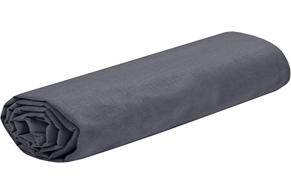 STOF - Fitted sheet - Size 160 x 200 cm, large 30 cm - 100% Oeko-Tex certified cotton - Slate colour - Eden model - Bed linen for the home - Soft and comfortable for a cosy nest