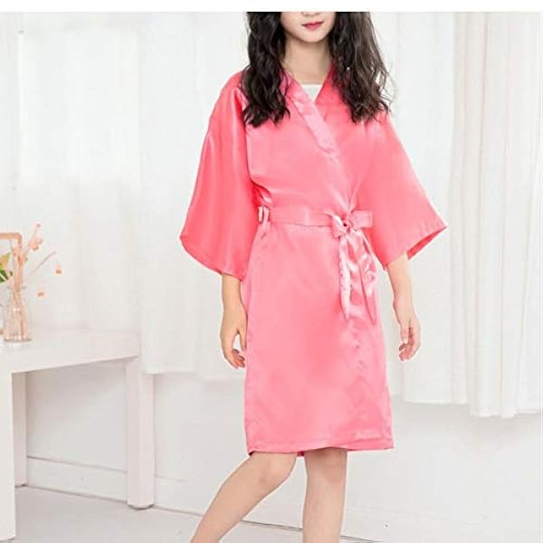 Wwwld Wwwld Enfant En Bas Age Bebe Enfants Filles Solide Soie Satin Kimono Robes Peignoir Vetements