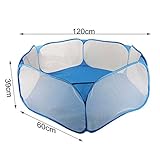 Tepoinn Folding Hexagon Kids Playpen Tent Bobo Ball Pool with Carry Tote Play House for Children Baby Infant Kid Child (Blue)
