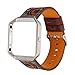 Watchband with Frame for Fitbit Blaze, Soft Leather Replacement Strap Printing Bracelet Strap for Fitbit Blaze Smart Fitness Watch (Retro Flower Green)