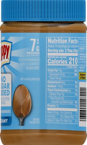 SKIPPY CREAMY PEANUT BUTTER SPREAD NO SUGAR ADDED, 16 OUNCE
