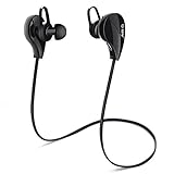 TOTU Bluetooth Headphones, V4.1 Stereo Noise Isolating Sports Sweatproof Headset with Mic for iPhone 7 Samsung Galaxy S7 and Android Phones [Upgraded Version], Black