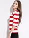 Camii Mia 3/4 Sleeve Shirts for Women, Striped Tee Shirts Cotton Stretchy Lightweight Slim Fit (X-Large, Red)