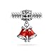 Red Enamel Christmas Bells Dangling Charm Bead .925 Sterling Silver