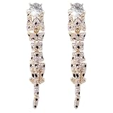 EVER FAITH Stunning Leopard TearDrop Dangle Earrings Clear Austrian Crystal Black Enamel