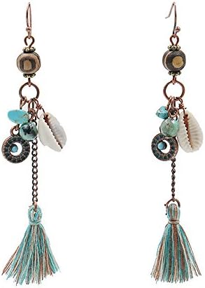 BODYA Bohemian Long Tassle Earrings Handmade Wood Beads Shell Drop Dangles for Women Girls