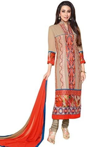 Ewows Women's Designer Georgette Fancy Semi Stitched Salwar Kameez Suits Free Size Brown