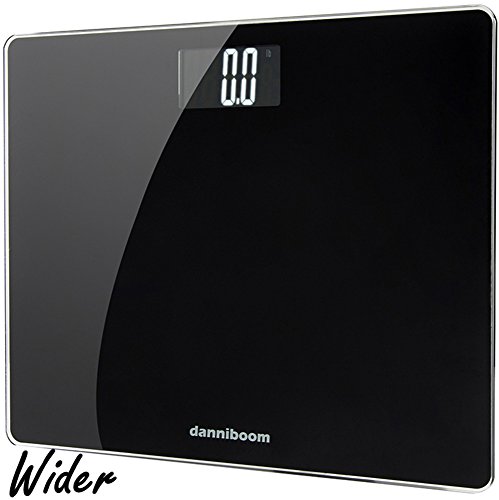 danniboom High Precision Digital Body Weight Bathroom Scale with Step-On Technology, Consistent Result, Extra Wide Glass Platform 13.8 x 11.4 inch,400 Pounds
