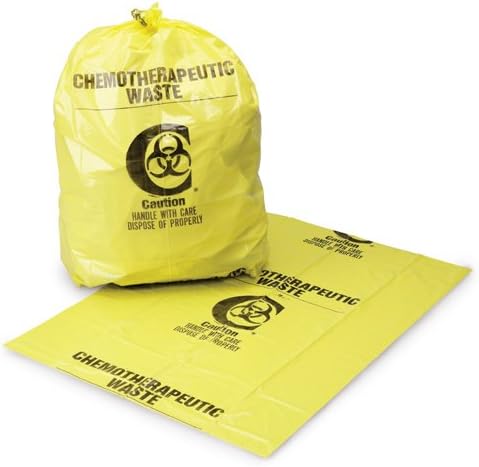 Medegen Medical Products 4210 Yellow/Black LLDPE Chemotherapy Waste Bag with Print, 3 mil Gauge, 30" x 43" Size (Pack of 100)