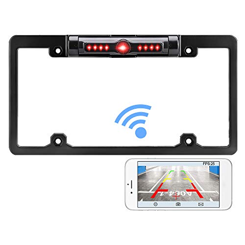 License Plate Backup Camera Wireless WiFi Digital HD Night Vision 170°Wide Angle IP68 Waterproof Signal Interference-Free Fits All Vehicles