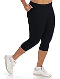 Women's Plus Size Cotton Solid Capri Leggings (1X to 5X)