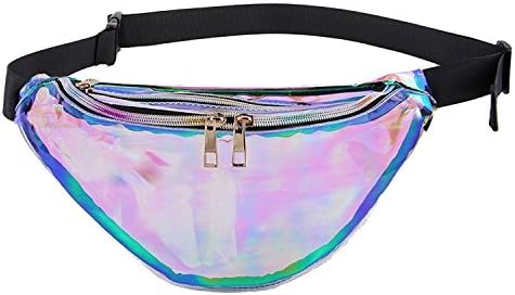 Rainbow Transparent PVC Hologram Casual Travel Bag Stylish Fanny Pack Bum Bag Rave Festival Beach Waist Bag for Women Girls