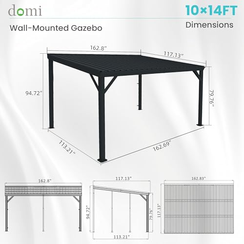 Domi 10'x14' Lean-to Gazebo Review: Wall-Mounted Hardtop Pergola With Galvanized Steel Roof image 24