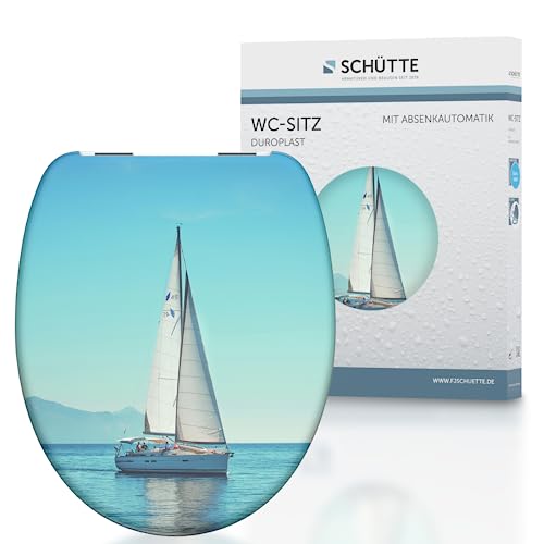 SCHUETTE Sailing 82148 Duroplast Sailing Toilet Seat with Soft-Close Mechanism, Suitable for All Standard Toilet Sinks, Maximum Load of The Toilet Seat 175 kg
