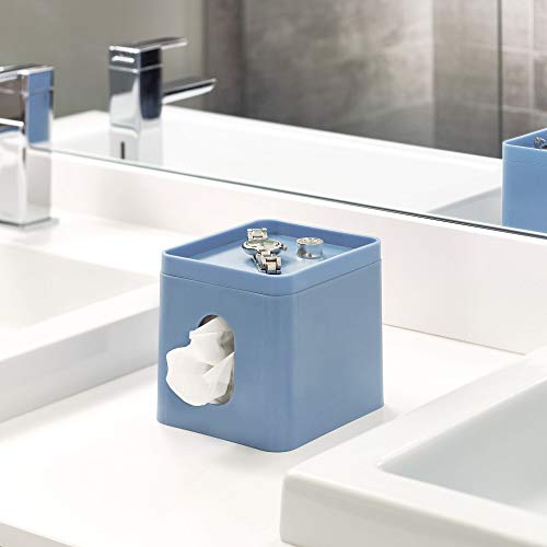 InterDesign Cade Facial Tissue Cover, Boutique Box Bathroom Holder for Vanity, Countertops, Desk, Office, Dorm, Dusty Blue - Thumbnail 2