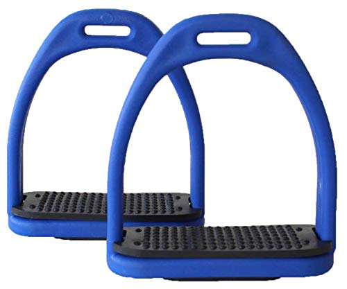 PRORIDER Horse Saddle English Composite Light Weight Stirrups 4-1/2″ Wide Blue 51113BL