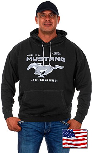 Men's Ford Mustang Pullover Hoodie Legend Lives Charcoal Gray Sweatshirt (Large, GEN4-charcoal Gray)