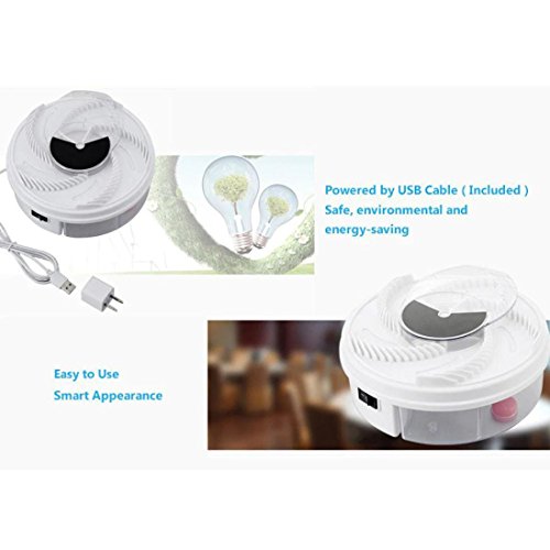 Boddenly Electric Fly Trap Device with Trapping Food Mosquito Killer Pest Control Pest Catcher Bug Insect Zapper, White USB cable