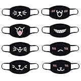 Haomian 8 Pack Black Cartoon Mouth Mask Cat Kawaii Muffle Mask Anti-Dust Cotton Face Mask