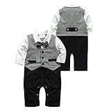 Newborn Baby Boys Infant Gentleman Suit Bow Tie Romper Jumpsuit Outfits Clothes