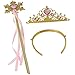 XiangGuanQianYing Princess Dress Up Princess Wands Tiaras and Crowns for Little Girls Snowflake Wand Set Pink