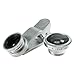 Siless 3-IN-ONE Universal Clip Lens for Cell Phones - 1 Fisheye Lens + 1 Wide-angle & Macro Lens + 1 Clip + 2 Lens Caps + 1 Microfiber Lens Cleaning Cloth Bag, Silver