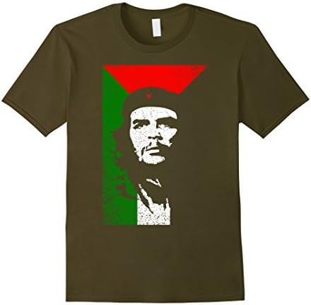 Men's Che Guevara Revolution with Flag T-Shirt 2XL Olive