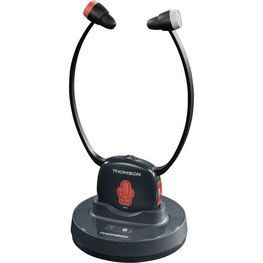Thomson WHP6309BT Senior 4 in 1 Wireless Bluetooth In-Ear Headset with Stereo Charging Station Black