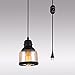 HMVPL Glass Hanging Lights with Plug in Cord and On/Off Dimmer Switch, Industrial Edison Vintage Swag Pendant Lamps for Kitchen Island Table Dining Room Bedroom Hallway
