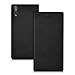 kwmobile Flip Case Compatible with Sony Xperia XZ/XZs - Smooth PU Leather Slim Folio Cover Phone Holder - Black