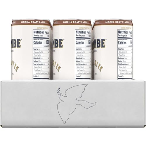 LA COLOMBE COFFEE, MOCHA DRAFT LATTE, 11 FL OZ CANS (PACK OF 12), COFFEEHOUSE QUALITY COLD BREW, SPECIALTY GRADE COFFEE BEANS, READY-TO-DRINK ON-THE-GO