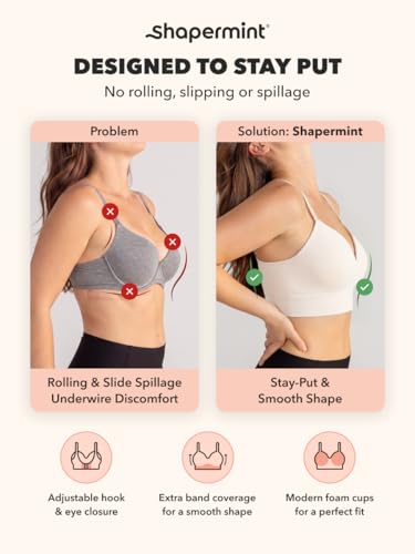 SHAPERMINT Bras for Women - Full Coverage Wireless Bra, Plus Size Support Bra No Underwire, Comfortable Lift Bras