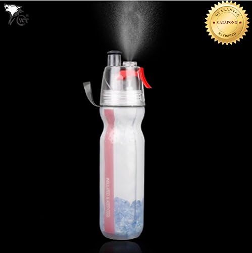 500ml Ice Cold Bottle Insulated Spray Water Bottle with Straw BPA Free Sports Bullet-style Mist Spray Squeeze Bottle Double Wall Wide Mouth Vacuum Silicone Classic Loop Top Bottle Outdoor (Red)