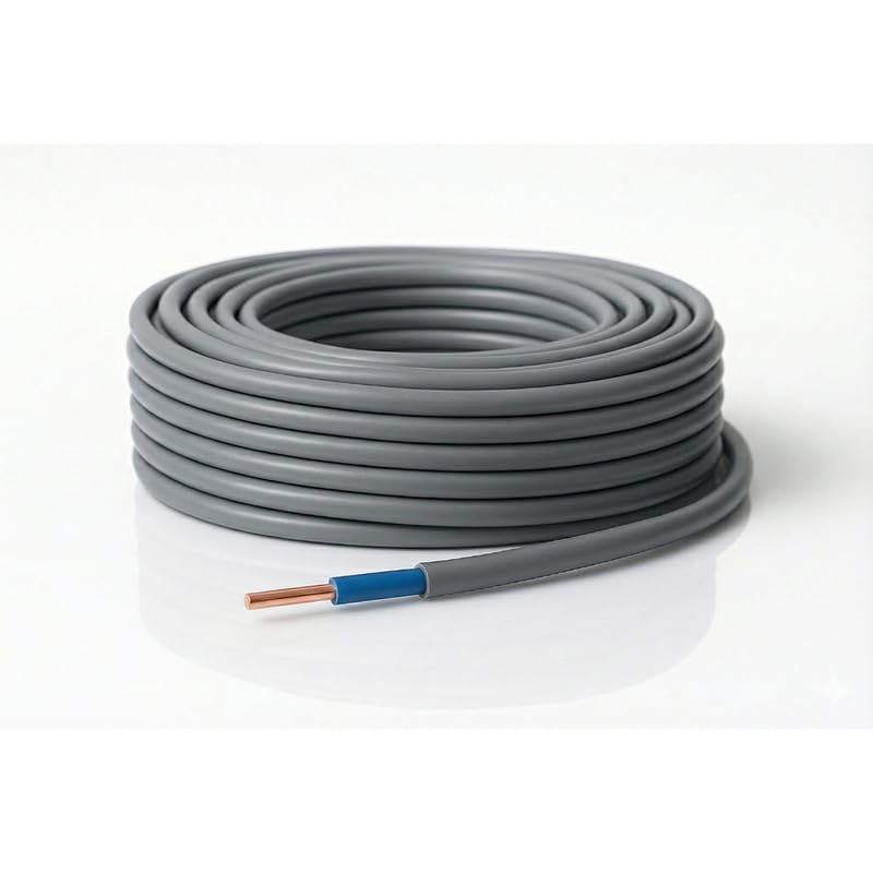 LampStation 6181Y 1.5mm Double Insulated Single Core Cable - BASEC Approved - Grey PVC Sheathed Surface Wiring Wire for Switch Drops and Heating Controls - Solid Copper - BS 6004-Blue Core-5 Metres