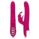 Fantastic Zone Rabbit Vibrator 360 degree Rotation Waterproof 7 Speed G Spot Dildo Rechargeable Massager Adult Products Sex Toy Rose Red