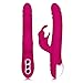 Fantastic Zone Rabbit Vibrator 360 degree Rotation Waterproof 7 Speed G Spot Dildo Rechargeable Massager Adult Products Sex Toy Rose Red