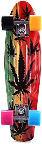 Maple Leaf Style Skateboard Single Rocker Complete 22 inch Retro Cruiser Longboard